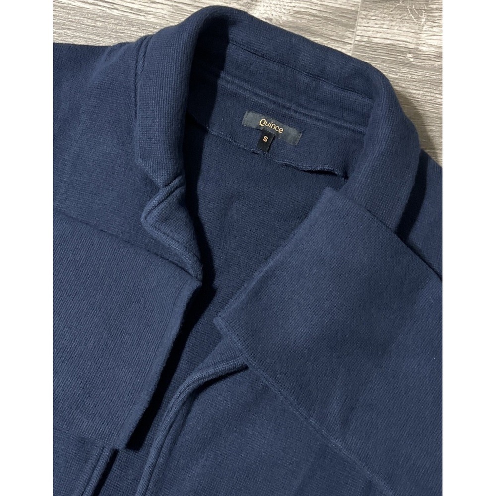 Quince Women's 100% Organic Cotton Open Concept Knit Blazer Size Small in Navy